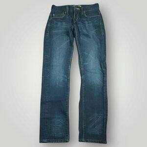 Levis 511 Jeans Mens 29x30 Y2K Skinny Low Rise Whiskered Distressed Dark Wash